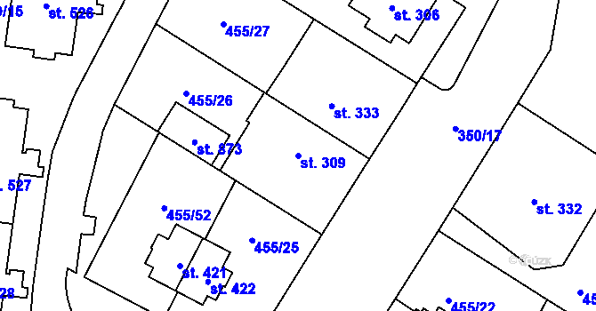 Parcela st. 309 v KÚ Povel, Katastrální mapa