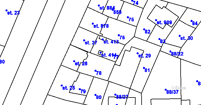 Parcela st. 414 v KÚ Povel, Katastrální mapa