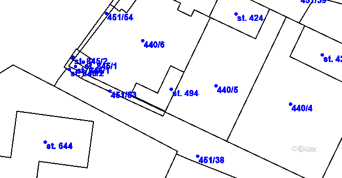 Parcela st. 494 v KÚ Povel, Katastrální mapa