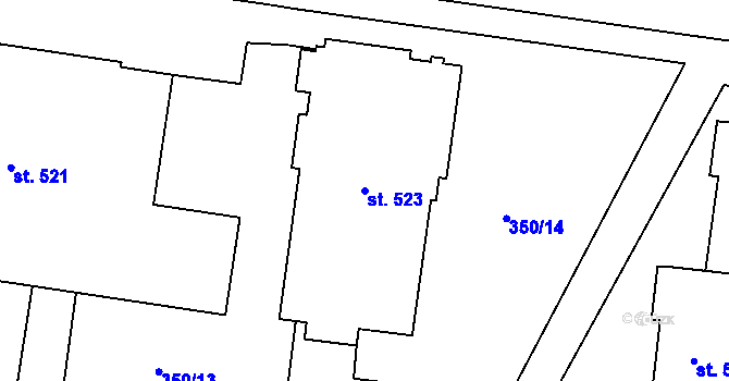 Parcela st. 523 v KÚ Povel, Katastrální mapa