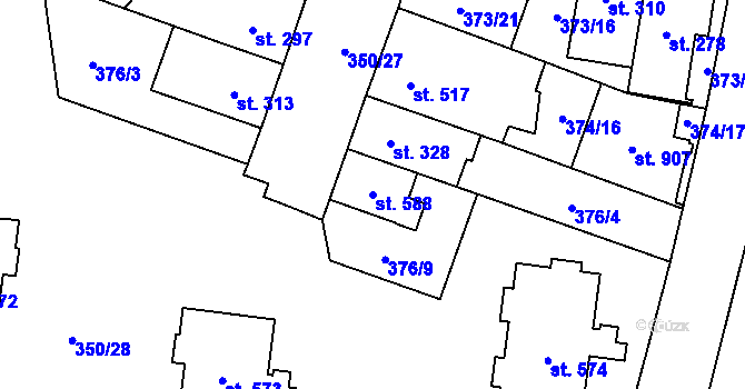 Parcela st. 588 v KÚ Povel, Katastrální mapa