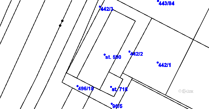 Parcela st. 590 v KÚ Povel, Katastrální mapa