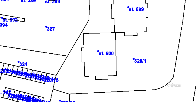 Parcela st. 600 v KÚ Povel, Katastrální mapa