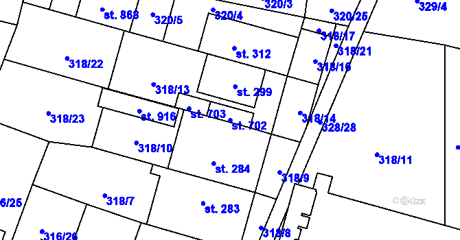 Parcela st. 702 v KÚ Povel, Katastrální mapa