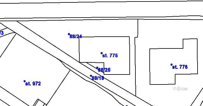 Parcela st. 775 v KÚ Povel, Katastrální mapa
