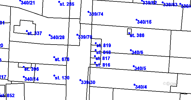 Parcela st. 818 v KÚ Povel, Katastrální mapa