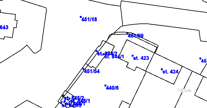 Parcela st. 844/1 v KÚ Povel, Katastrální mapa