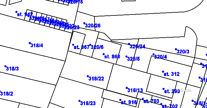 Parcela st. 868 v KÚ Povel, Katastrální mapa