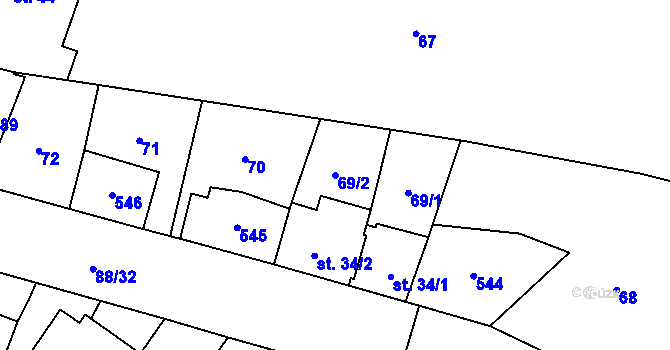 Parcela st. 69/2 v KÚ Povel, Katastrální mapa