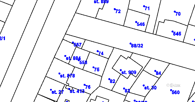 Parcela st. 74 v KÚ Povel, Katastrální mapa