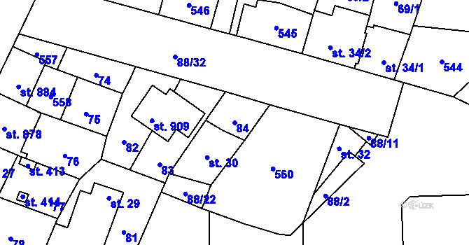 Parcela st. 84 v KÚ Povel, Katastrální mapa