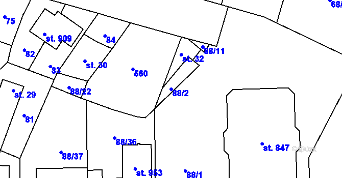 Parcela st. 88/2 v KÚ Povel, Katastrální mapa