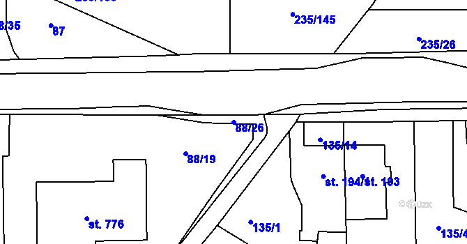 Parcela st. 88/26 v KÚ Povel, Katastrální mapa