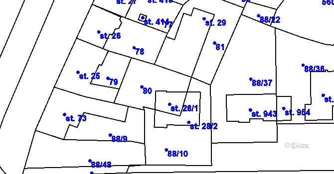 Parcela st. 88/27 v KÚ Povel, Katastrální mapa
