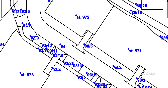 Parcela st. 98/5 v KÚ Povel, Katastrální mapa