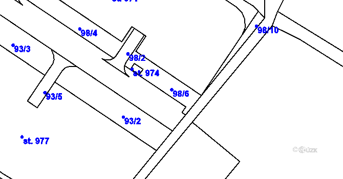 Parcela st. 98/6 v KÚ Povel, Katastrální mapa