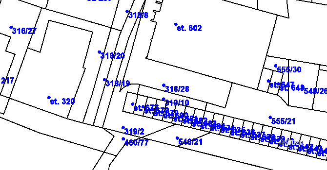 Parcela st. 318/28 v KÚ Povel, Katastrální mapa