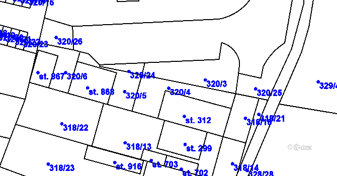 Parcela st. 320/4 v KÚ Povel, Katastrální mapa