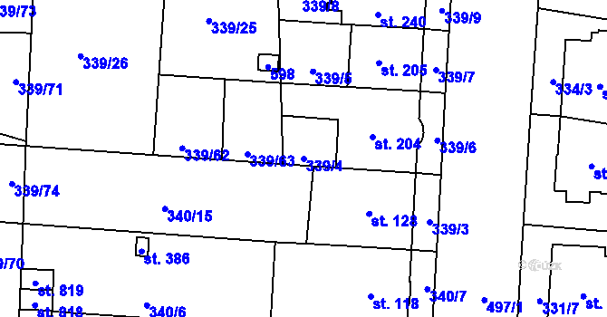 Parcela st. 339/4 v KÚ Povel, Katastrální mapa