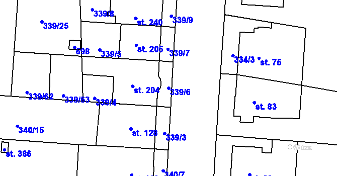 Parcela st. 339/6 v KÚ Povel, Katastrální mapa