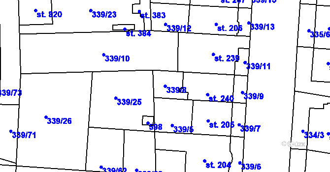 Parcela st. 339/8 v KÚ Povel, Katastrální mapa