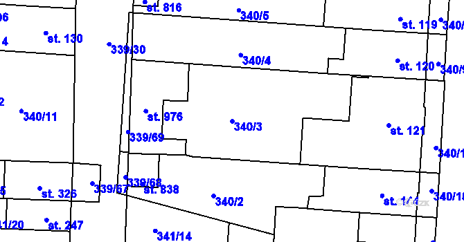 Parcela st. 340/3 v KÚ Povel, Katastrální mapa
