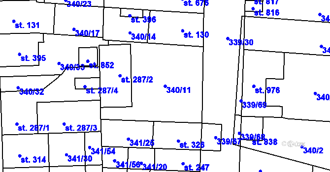 Parcela st. 340/11 v KÚ Povel, Katastrální mapa