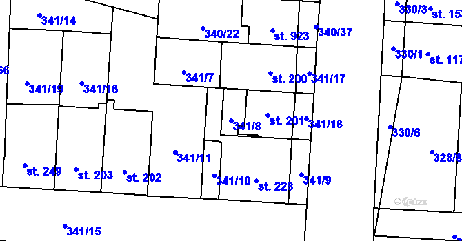 Parcela st. 341/8 v KÚ Povel, Katastrální mapa