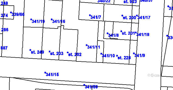 Parcela st. 341/11 v KÚ Povel, Katastrální mapa