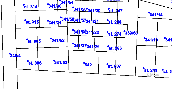 Parcela st. 341/26 v KÚ Povel, Katastrální mapa
