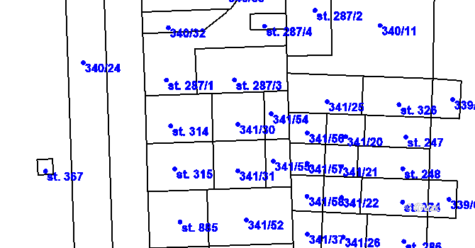 Parcela st. 341/30 v KÚ Povel, Katastrální mapa