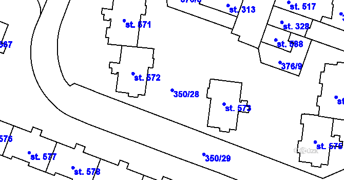 Parcela st. 350/28 v KÚ Povel, Katastrální mapa