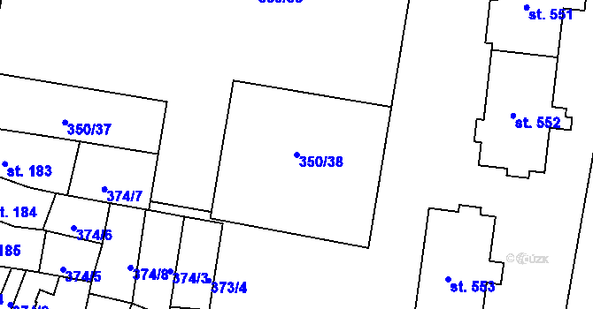 Parcela st. 350/38 v KÚ Povel, Katastrální mapa