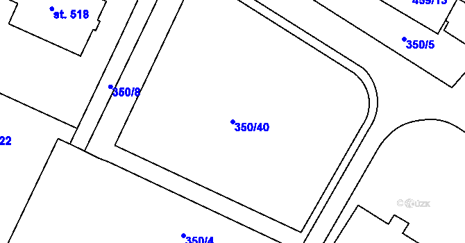 Parcela st. 350/40 v KÚ Povel, Katastrální mapa