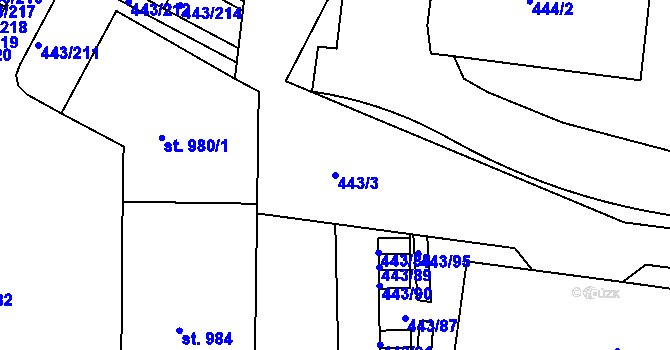 Parcela st. 443/3 v KÚ Povel, Katastrální mapa