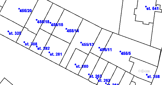 Parcela st. 455/13 v KÚ Povel, Katastrální mapa