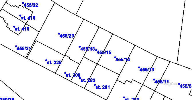 Parcela st. 455/15 v KÚ Povel, Katastrální mapa