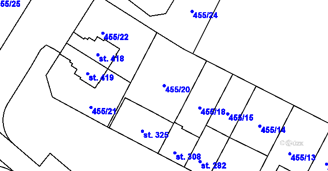 Parcela st. 455/20 v KÚ Povel, Katastrální mapa