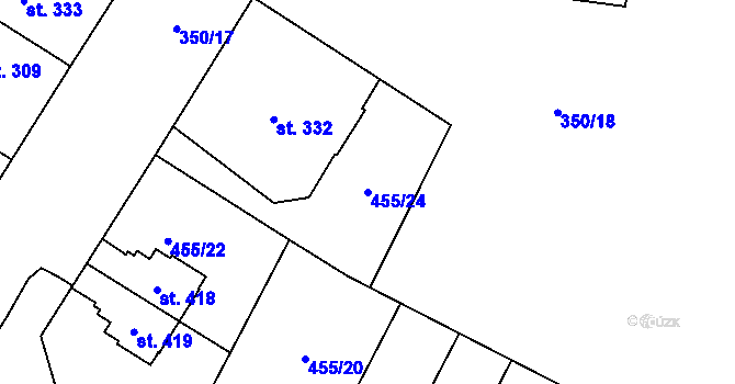 Parcela st. 455/24 v KÚ Povel, Katastrální mapa