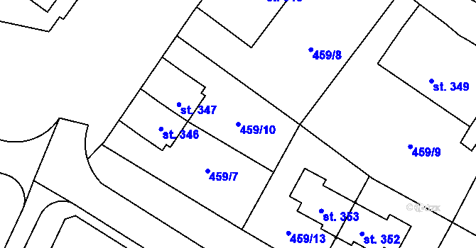 Parcela st. 459/10 v KÚ Povel, Katastrální mapa