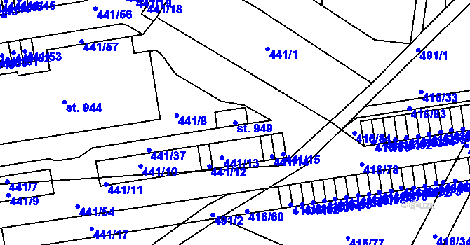Parcela st. 949 v KÚ Povel, Katastrální mapa