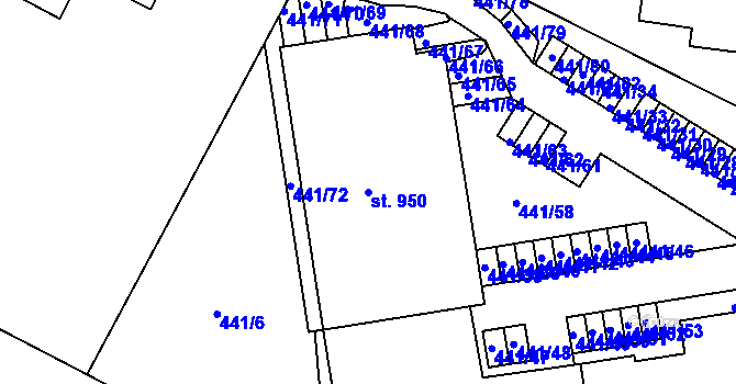 Parcela st. 950 v KÚ Povel, Katastrální mapa