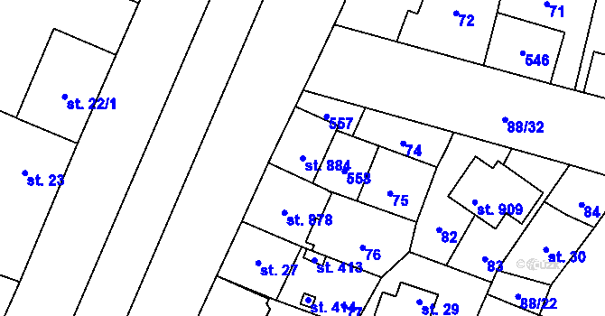 Parcela st. 884 v KÚ Povel, Katastrální mapa