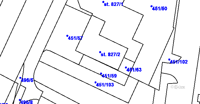 Parcela st. 827/2 v KÚ Povel, Katastrální mapa