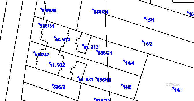 Parcela st. 536/21 v KÚ Povel, Katastrální mapa
