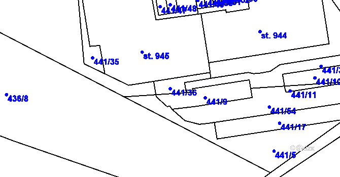 Parcela st. 441/36 v KÚ Povel, Katastrální mapa