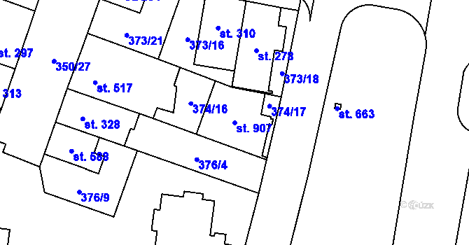 Parcela st. 907 v KÚ Povel, Katastrální mapa