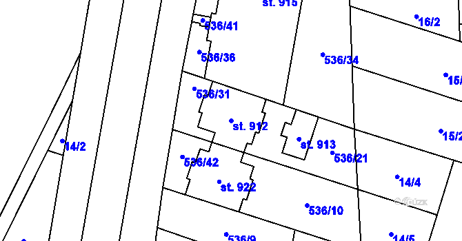 Parcela st. 912 v KÚ Povel, Katastrální mapa