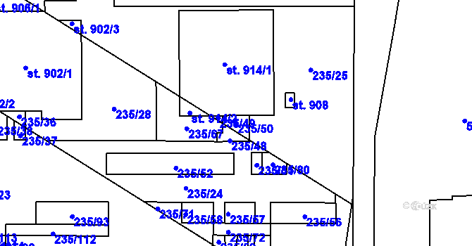 Parcela st. 235/50 v KÚ Povel, Katastrální mapa