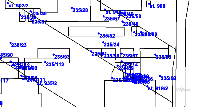 Parcela st. 235/58 v KÚ Povel, Katastrální mapa